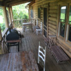 446 Log Cabin back porch - our biggest Cabin - has room for larger groups.