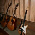 Guitars ready for the next act.
