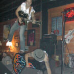 Jason Lee Wilson firing up the stage with the Cumberland Runners.