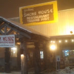 Jim Oliver's Smoke House Restaurant Entrance during snow storm, Monteagle Tennessee.
