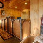 Upon entering the Lobby, our black bear welcomes you to the front desk and check in.