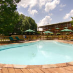 Outdoor Swimming pool looking toward the Lodge.