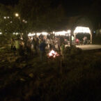 Outdoor campfire and cookout at the Lake Pavilion.