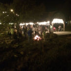 Outdoor campfire and cookout at the Lake Pavillion.