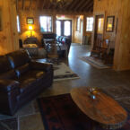 Business Center featuring leather couch and coffee table.