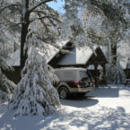 Watch the weather, and come get snowed in, in a cabin.