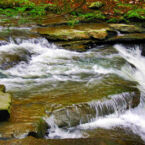 Waterfalls and mountain streams.